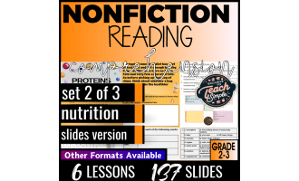 Reading Comprehension Nonfiction Set 2 - Nutrition (Slides)
