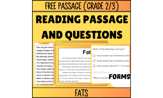 Reading Comprehension Nonfiction Set 2 Sample: Fats (Forms)