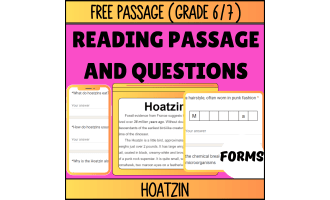 Reading Comprehension Nonfiction Set 2 Sample: Hoatzin (Forms)