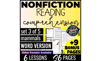 Reading Comprehension Nonfiction Set 3 - Mammals (Word)