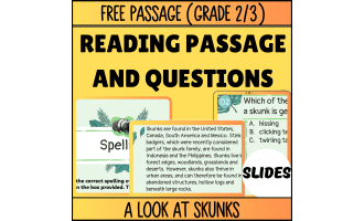 Reading Comprehension Nonfiction Set 3 Sample: A Look at Skunks Slides