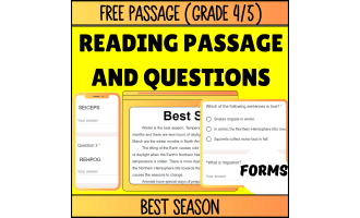 Reading Comprehension Nonfiction Set 4 Sample: Best Season (Forms)