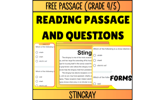 Reading Comprehension Nonfiction Set 5 Sample: Stingray (Forms)