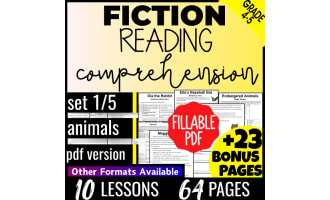Reading Comprehension Passages Fiction Set 1 - Animals (Fillable PDF)
