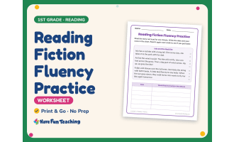 Reading Fiction Fluency Practice Worksheet – 1st Grade
