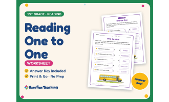 Reading One to One Worksheet – 1st Grade Fluency Practice + Answer Key