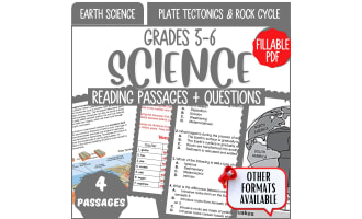 Reading Passages on Plate Tectonics and Rock Cycle (Fillable PDF)