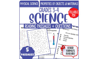 Reading Passages on Properties of Objects and Materials (Fillable PDF)