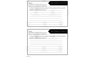Reading Quick Check: RI 2.6 Main Purpose of a Text - 1st Quarter