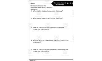 Reading Quick Check: RL 2.3 Characters Respond to Challenges - 3rd Quarter