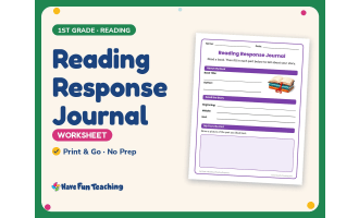 Reading Response Journal Worksheet – 1st Grade Summarizing Practice