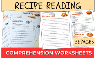 Recipe Mastery : Recipe Reading Comprehension Worksheets