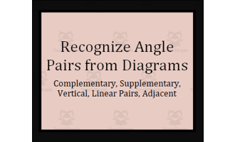 Recognize Angle Pair Categories (comp., supp., vertical, adj, linear)