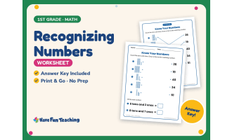 Recognizing Numbers Worksheet – 1st Grade Base 10 & Counting Practice