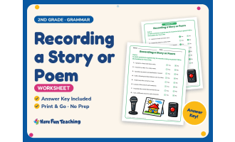 Recording a Story or Poem Worksheet – 2nd Grade Speaking and Listening