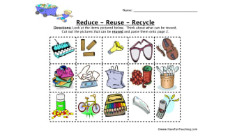 Reduce, Reuse, Recycle Worksheet