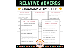 Relative Adverbs Practice Grammar Worksheets for Grade 2, 3, 4