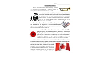 Remembering Day Reading Comprehension: Story & Study