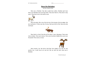 Rena the Reindeer Reading Comprehension Worksheet