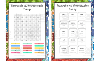 Renewable vs word search, scramble and crossword puzzle Nonrenewable E