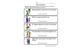 Replacing with Pronouns Worksheet