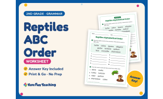 Reptiles ABC Order Worksheet – 2nd Grade Alphabetical Order & Animals