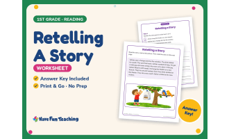 Retelling A Story Worksheet – 1st Grade Sequencing & Summarizing