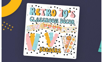 Retro 70s Classroom Decor Bulletin Board Borders