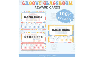 Reward Punch Cards in Pastel Groovy Theme - 100% Editable