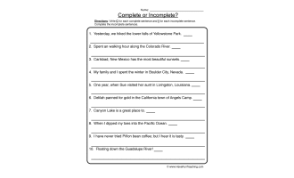 Rewriting Incomplete Sentences Worksheet