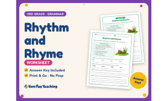 Rhythm and Rhyme Worksheet – 3rd Grade Insects & Poetry Practice