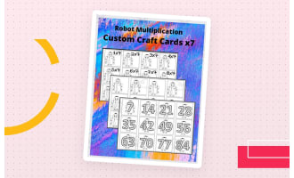 Robot Multiplication Custom Craft Cards x7