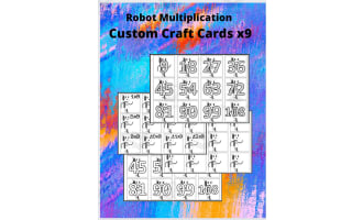 Robot Multiplication Custom Craft Cards x9