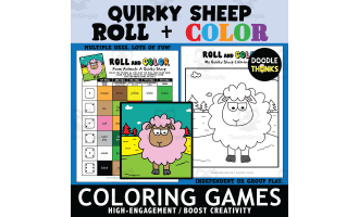 Roll and Color A Quirky Sheep Game Sheet and Coloring Page