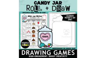 Roll and Draw A Candy Jar Game Sheet Mother's Day Art Activity