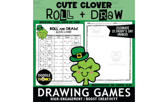 Roll and Draw A Cute Clover Game Sheet St. Patrick's Day Activity