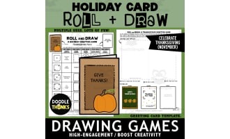 Roll and Draw A Holiday Card Game Sheet November Art Activity