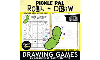 Roll and Draw A Pickle Pal Game Sheet November Silly Holiday Activity