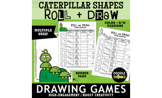 Roll and Draw A Shape Caterpillar Game Sheet | Insect Drawing Activity