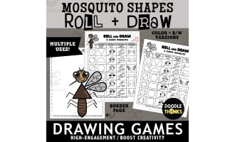 Roll and Draw A Shape Mosquito Game Sheet | Insect Drawing Activity