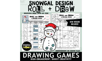 Roll & Draw a Snowgal Design Dice Game | Drawing & Coloring Winter Art