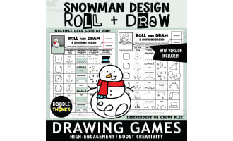 Roll & Draw a Snowman Design Dice Game | Drawing & Coloring Winter Art