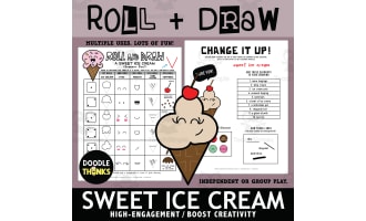 Roll and Draw A Sweet Ice Cream Art Dice Game and Group Activity