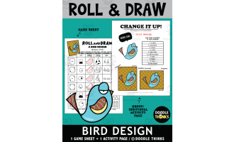 Roll and Draw Autumn Fun - A Bird Design Game Sheet