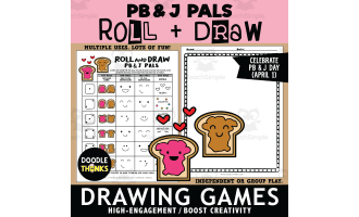 Roll and Draw Peanut Butter & Jelly Pals Game Sheet April Art Activity