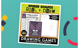 Roll and Draw Spider Shapes Game Sheet October Fun Art Activity