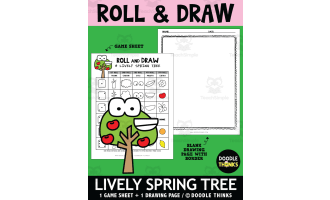 Roll and Draw Spring Fun - A Lively Tree Cartoon Game Sheet