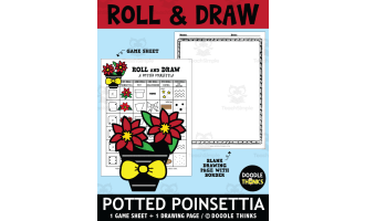 Roll and Draw Winter Fun - A Potted Poinsettia Game Sheet