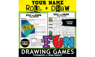 Roll and Draw Your Name or Favorite Word Alphabet Game Sheets