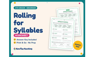 Rolling for Syllables Worksheet – 4th Grade Grammar Practice